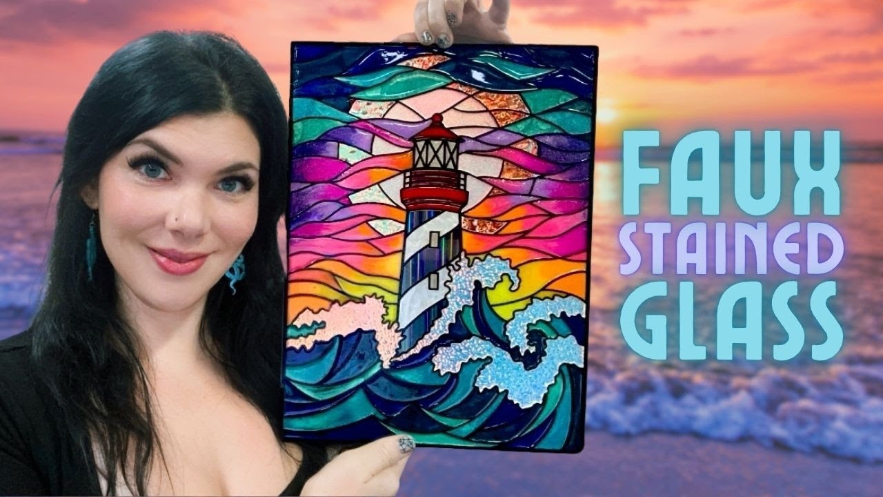 How I Made this Resin Faux Stained Glass Lighthouse with a Stunning Secret!