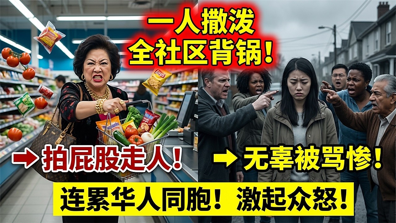 凭一己之力抹黑全社区？大妈超市疯狂撒泼，拍拍屁股走人，却害无辜华人同胞惨遭背锅…