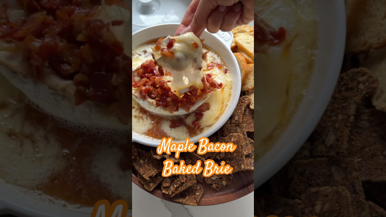 Maple Bacon Baked Brie  🥓🧀 #brie #appetizer #dinnerpartyideas #cheese #charcuterie #cheese #recipe