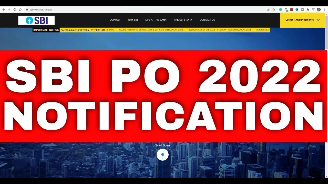 SBI PO 2022 Notification Update