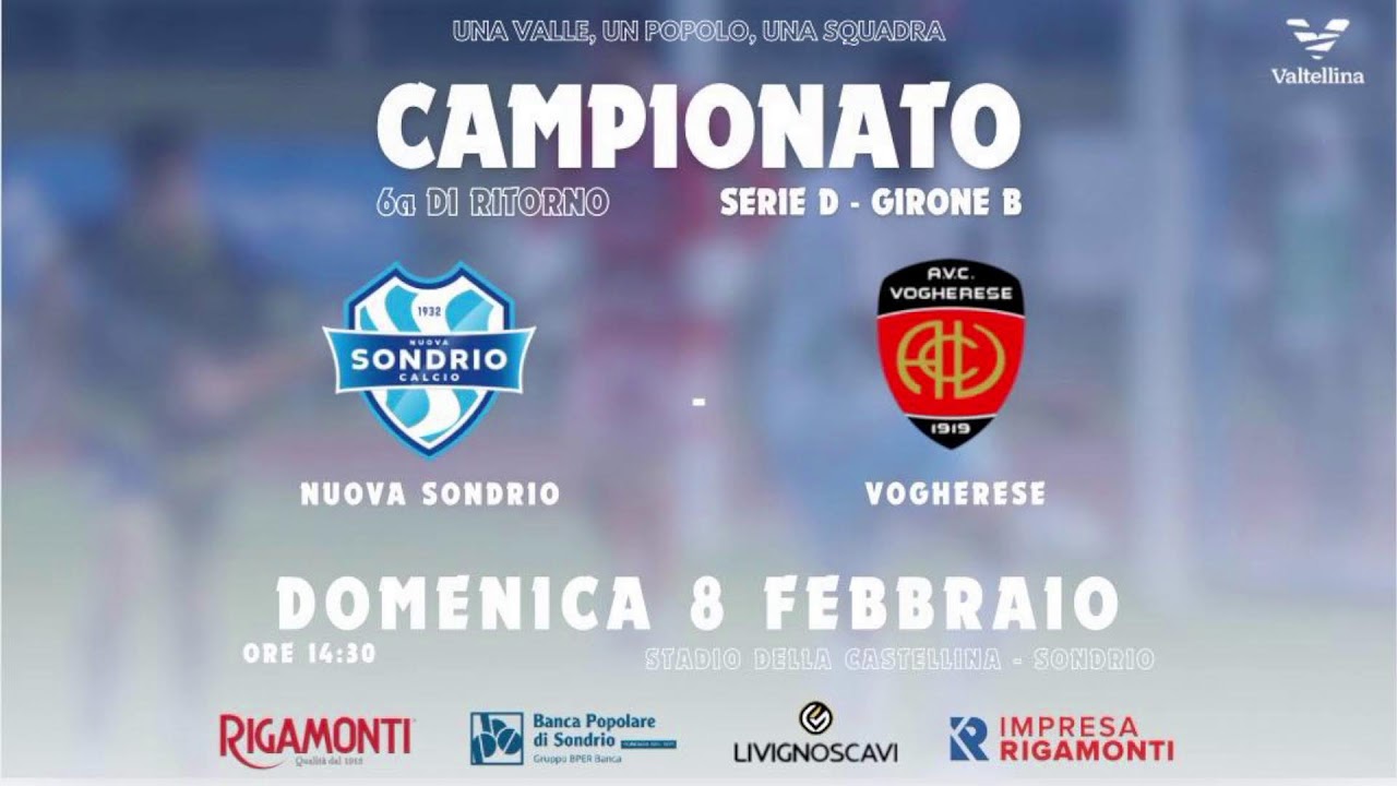 🎥 🔴 Nuova Sondrio Calcio - Vogherese