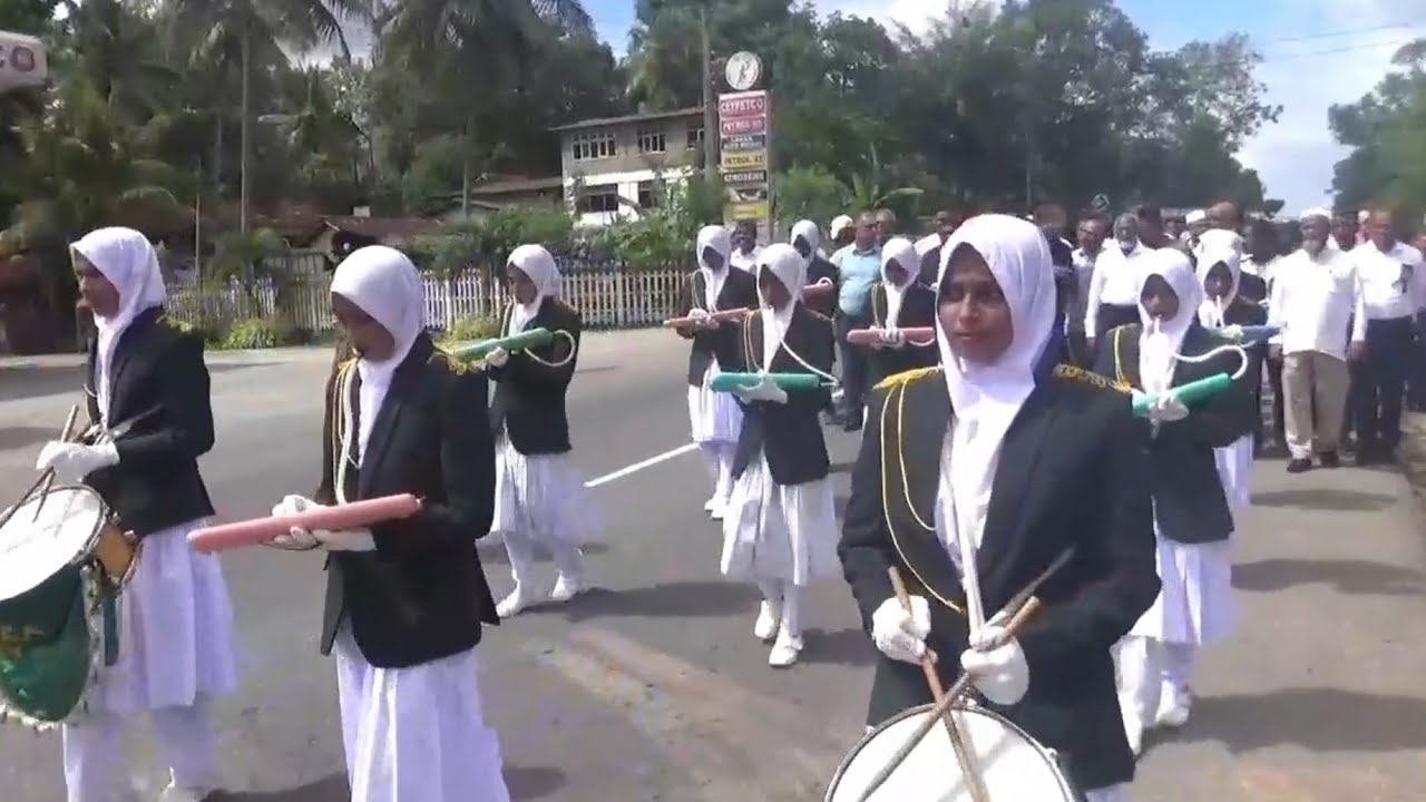 Girl's band welcome Foundation Stone Laying Ceremony Ku/Giri/Al Hijra Maha Vidyalaya Dambadeniya