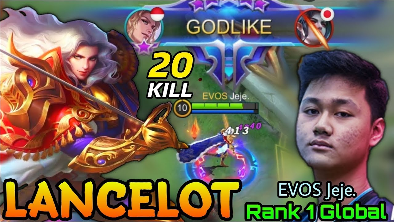 GODLIKE!! 20 Kills Lancelot Insane Combo Skill Plays - Top 1 Global Lancelot by Jeje. - MLBB