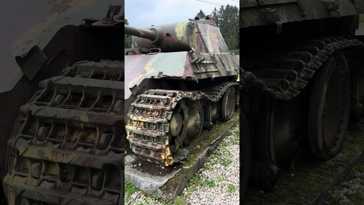 Original Battle of the Bulge relic, a German Panther tank. Located in Manhay, Belgium.