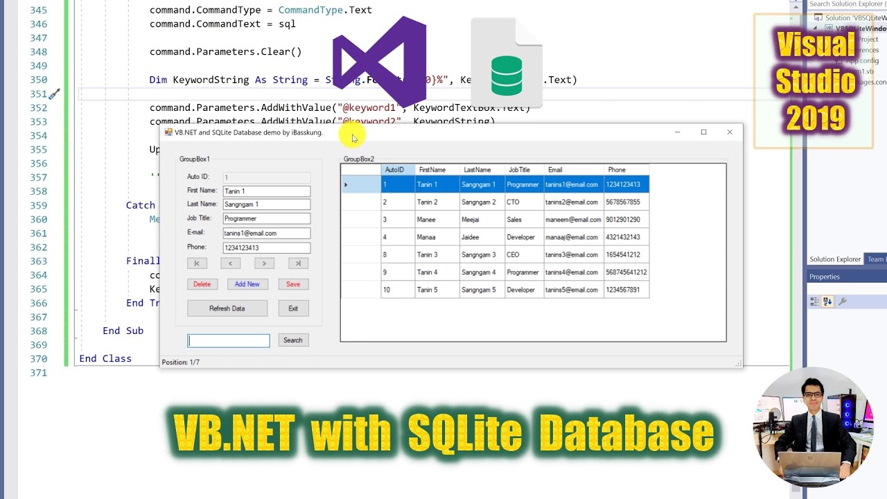 Build the Complete CRUD Application using Visual Basic .NET with SQLite