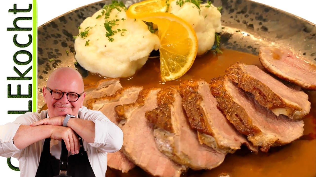 Knusprige Entenbrust mit Soße. Das Rezept brauchst Du für Weihnachten!