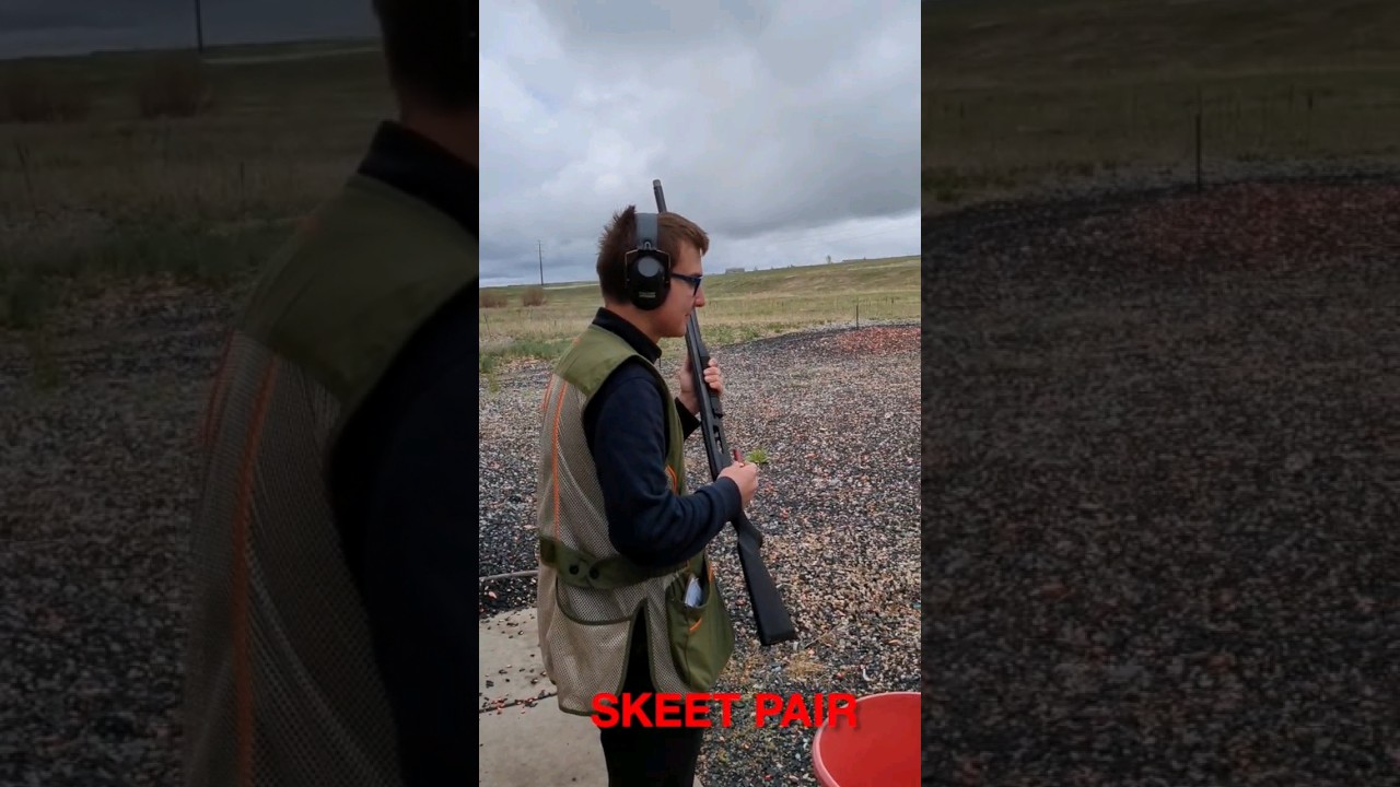 Shooting a skeet pair with a pump action shotgun