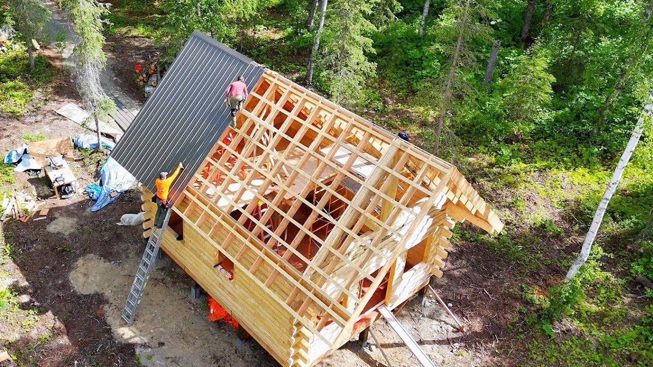 Ep 12: Roofing Our Off-Grid Cabin | Rafters to Metal