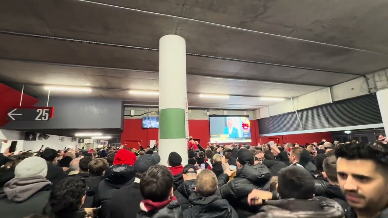 Arsenal fans sing “We Won the League at Anfield Allez Allez Allez