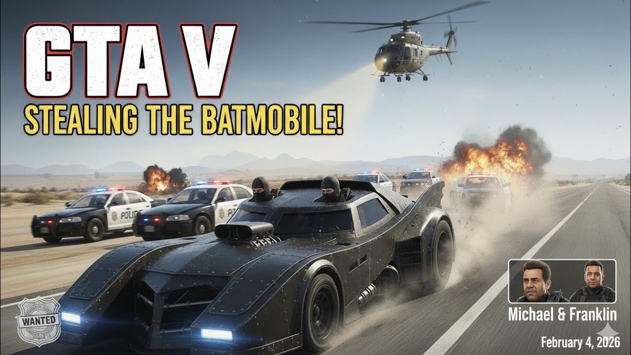 GTA V: Stealing the $5,000,000 BATMAN CAR! (Police Chase)