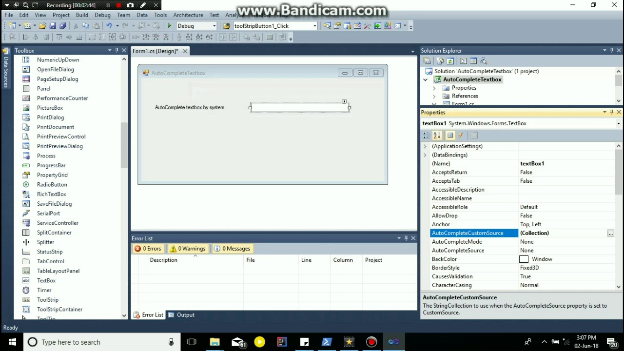 C# Tutorials - AutoComplete TextBox