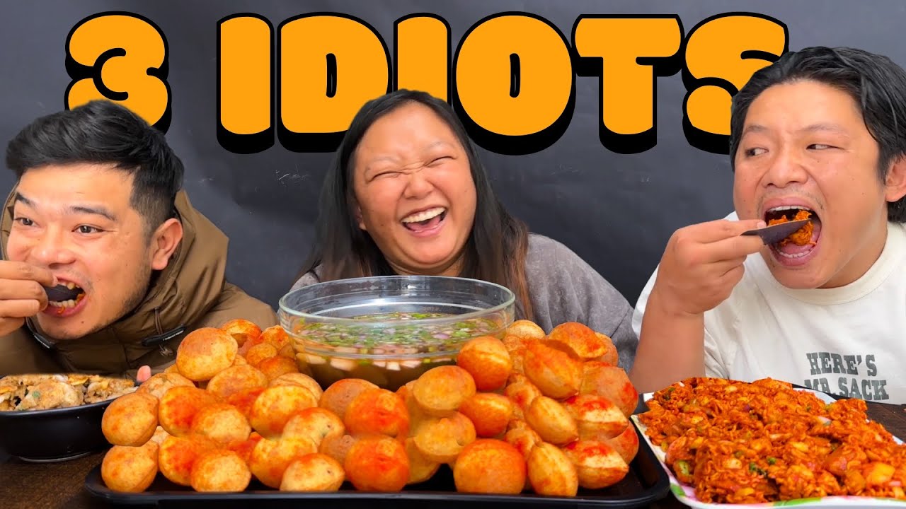 VERY SPICY CHATPATE/PANI PURI MUKBANG WITH IDIOTS!!!TOO FUNNY!!!