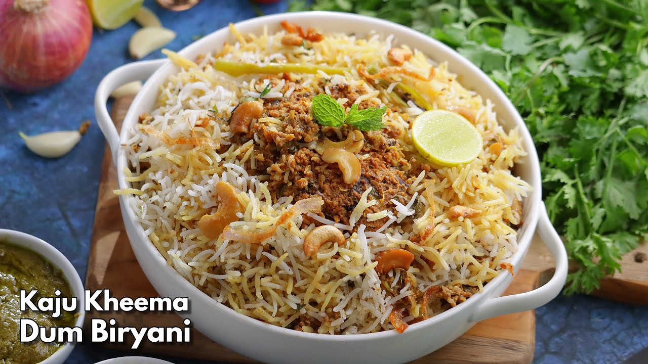 కాజూ ఖీమా ధం బిర్యానీ | Best Kaju Kheema Dum Biryani recipe | Mutton Keema Dum Biryani @VismaiFood