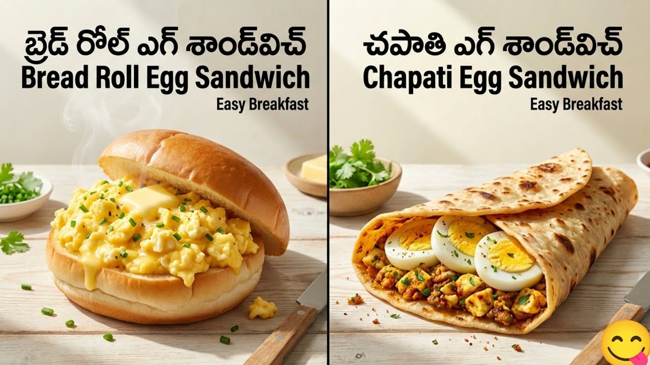 2 Easy Egg Sandwich Recipes 😋 | Bread Roll & Chapati | Quick Breakfast