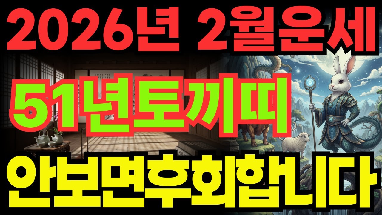 [51년토끼띠운세]안보면100%후회하는1951년신묘생토끼띠26년2월운세