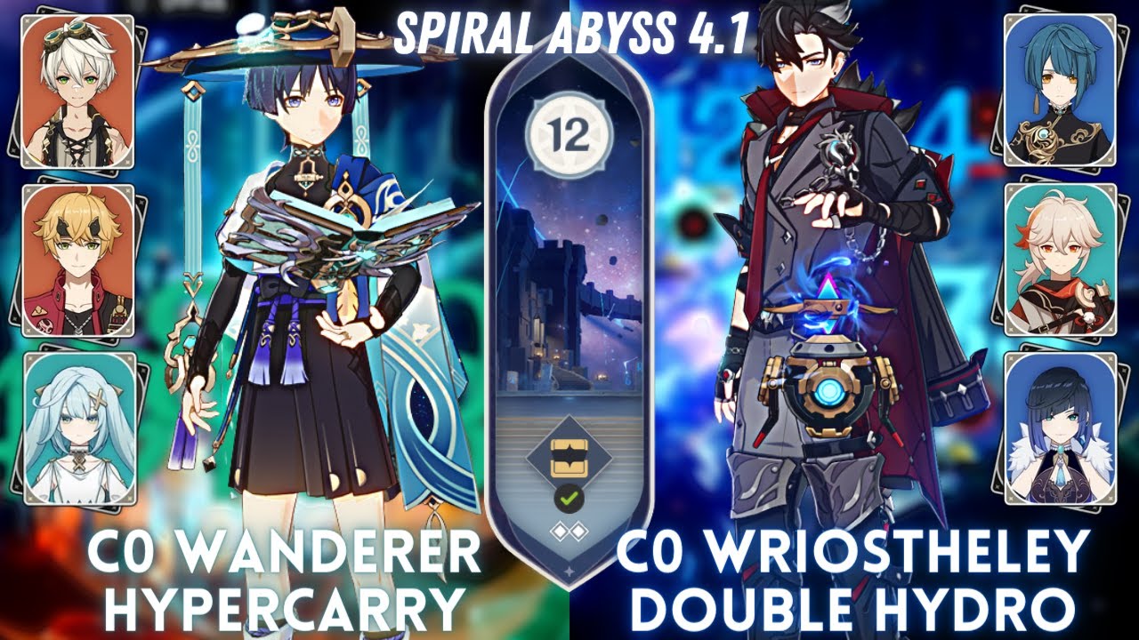 C0 Wriothesley 2 Hydro & C0 Wanderer Hypercarry | Spiral Abyss Floor 12 - 9⭐