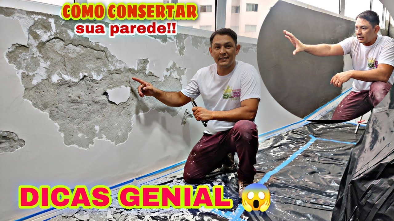 PAREDE COM INFILTRAÇÃO: CONSERTANDO COM ARGAMASSA #argamassa #paredes #transformação