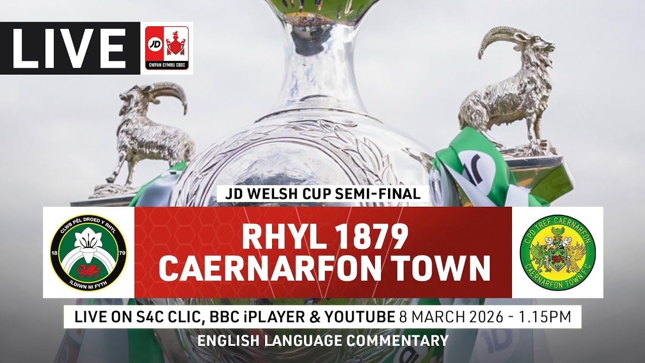 LIVE FOOTBALL: Rhyl 1879 v Caernarfon Town | JD Welsh Cup Semi-Final