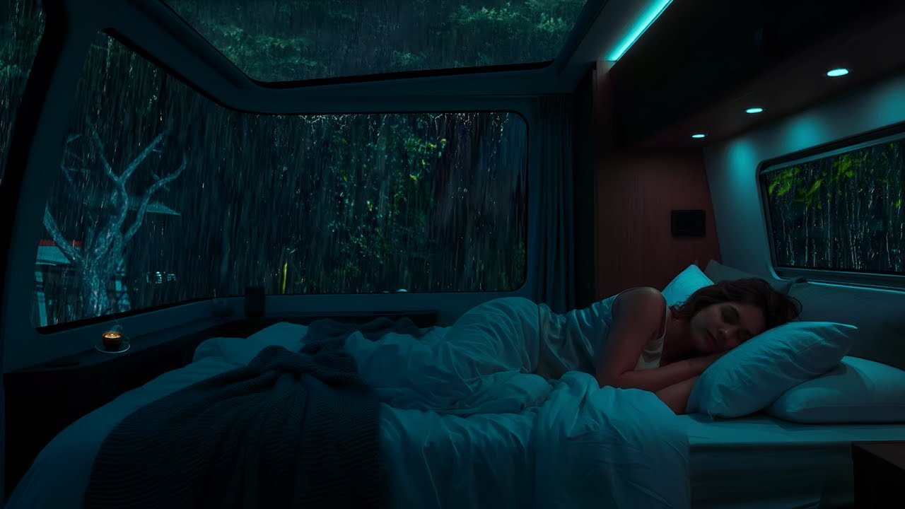 Cozy car camping with Gentle Rain and Thunderstorm Sounds for Sleeping