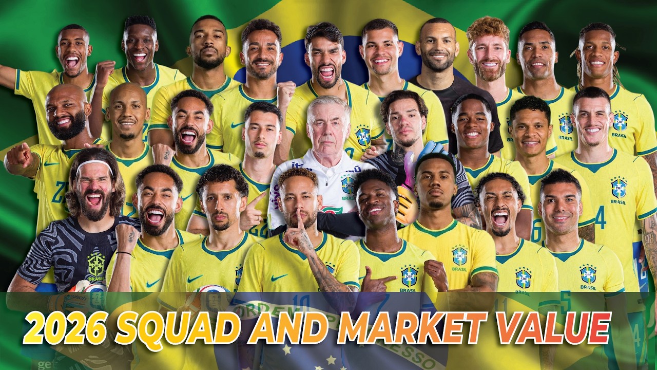 Brazil 2026 World Cup Squad and Market Value.The Return of the Joga Bonito🇧🇷! Sixth Star coming ???