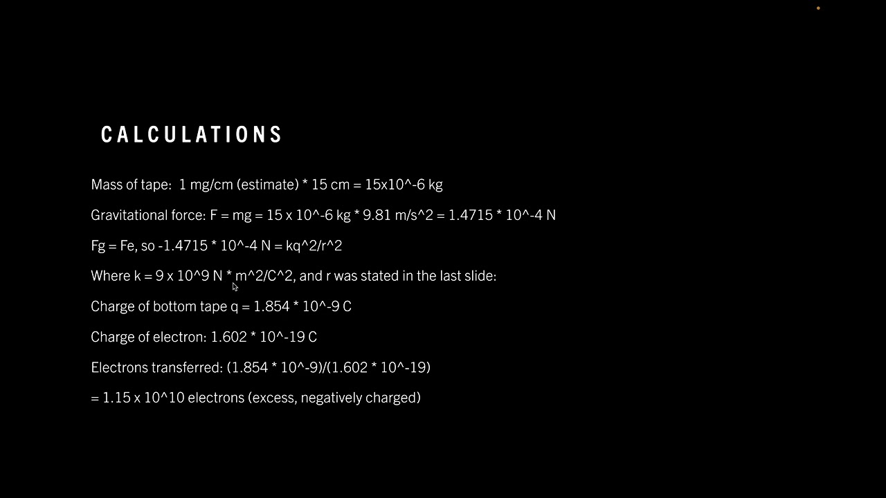 Physics 2212 Lab 1 Charged Tapes (Volume up, video nicely narrated just a little quiet)