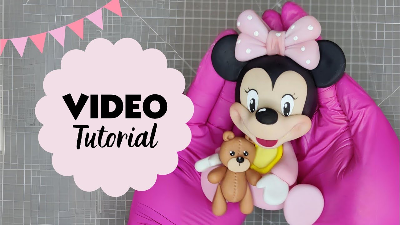 Baby Minnie Mouse inspired fondant cake topper I Tutorial