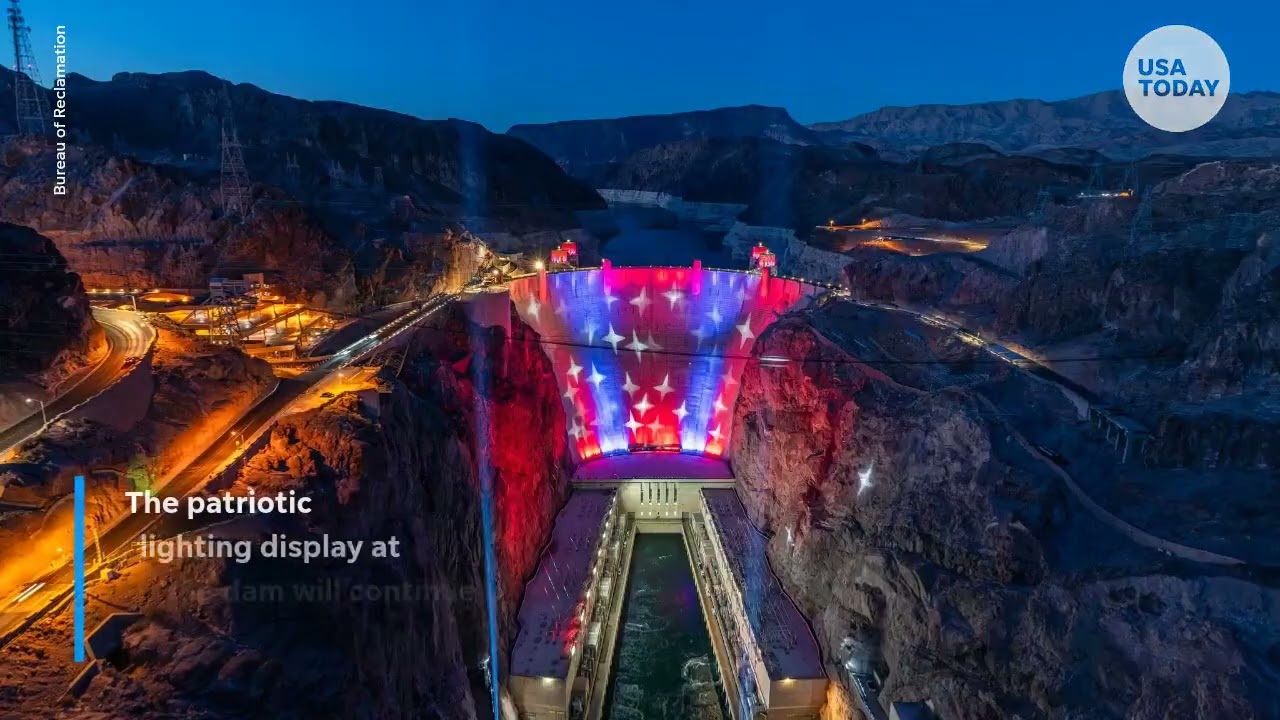 Поврежденная плотина Гувера. Американский флаг снят перед 250-летием США.