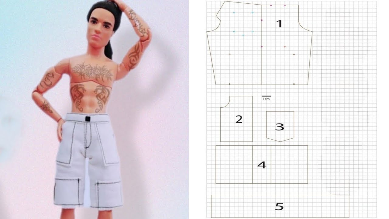 76 pantalón  cargo corto para Ken(patrones descripción)