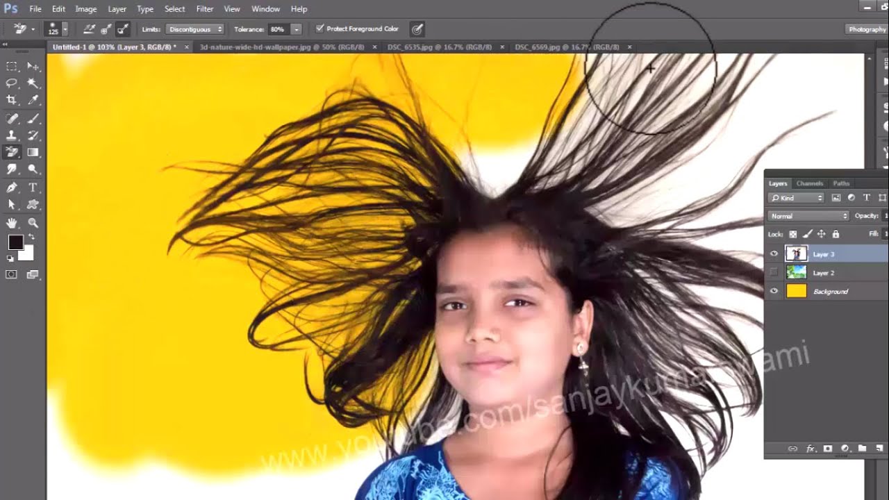 #12 Hair Cutting with Background Eraser and Magic Eraser Tool
