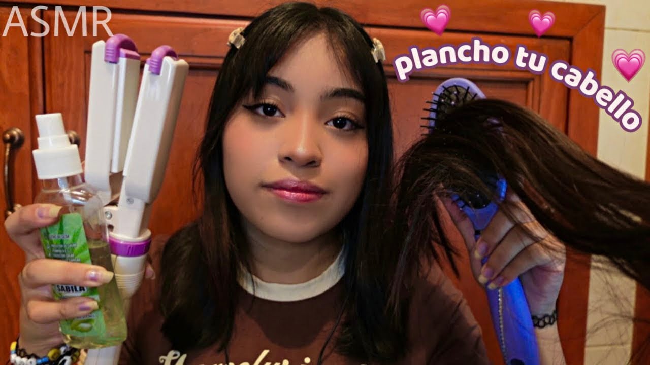 ASMR roleplay tu hermana mayor te plancha el cabello para ir a clases 🎀📚