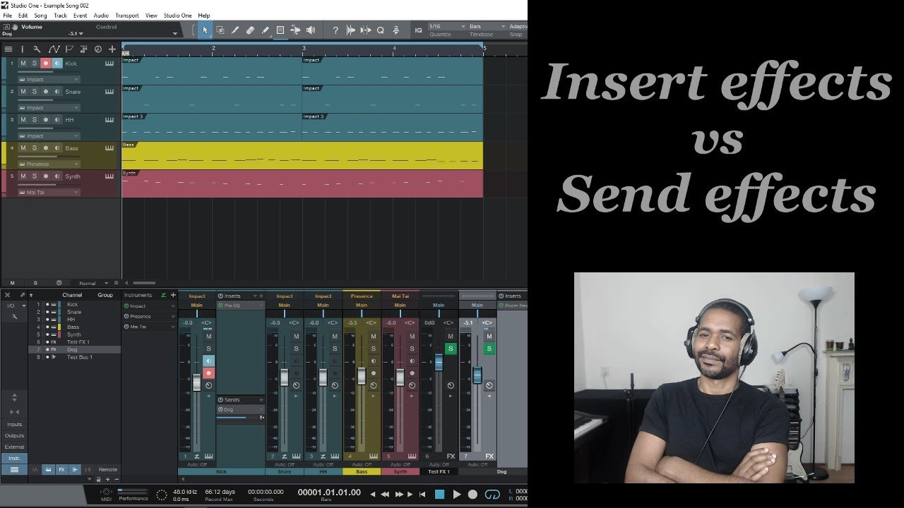 Insert effects vs Send effects (in Studio One)