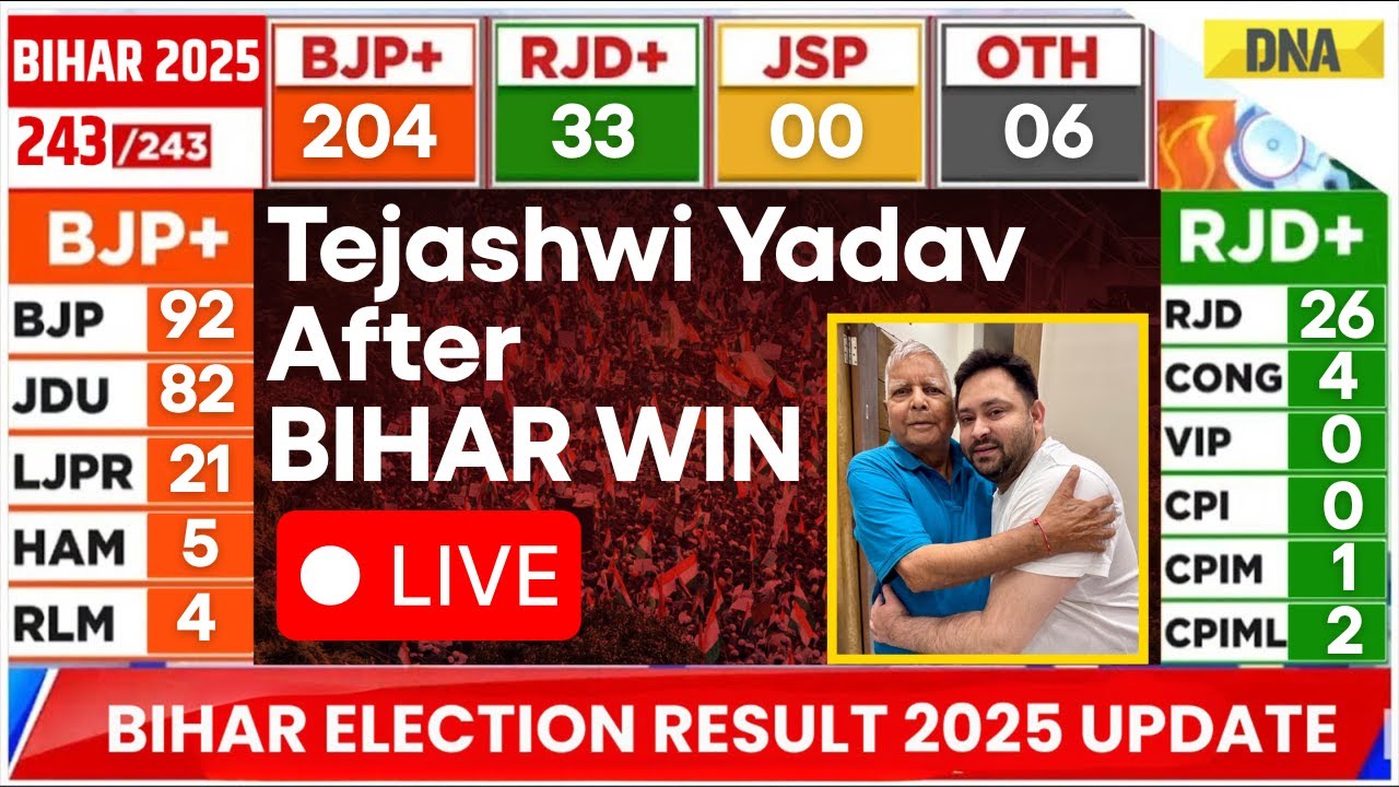 Bihar Result Live: Bihar Election Result 2025 Live | Bihar Election Result Live; Tejashwi Yadav Live