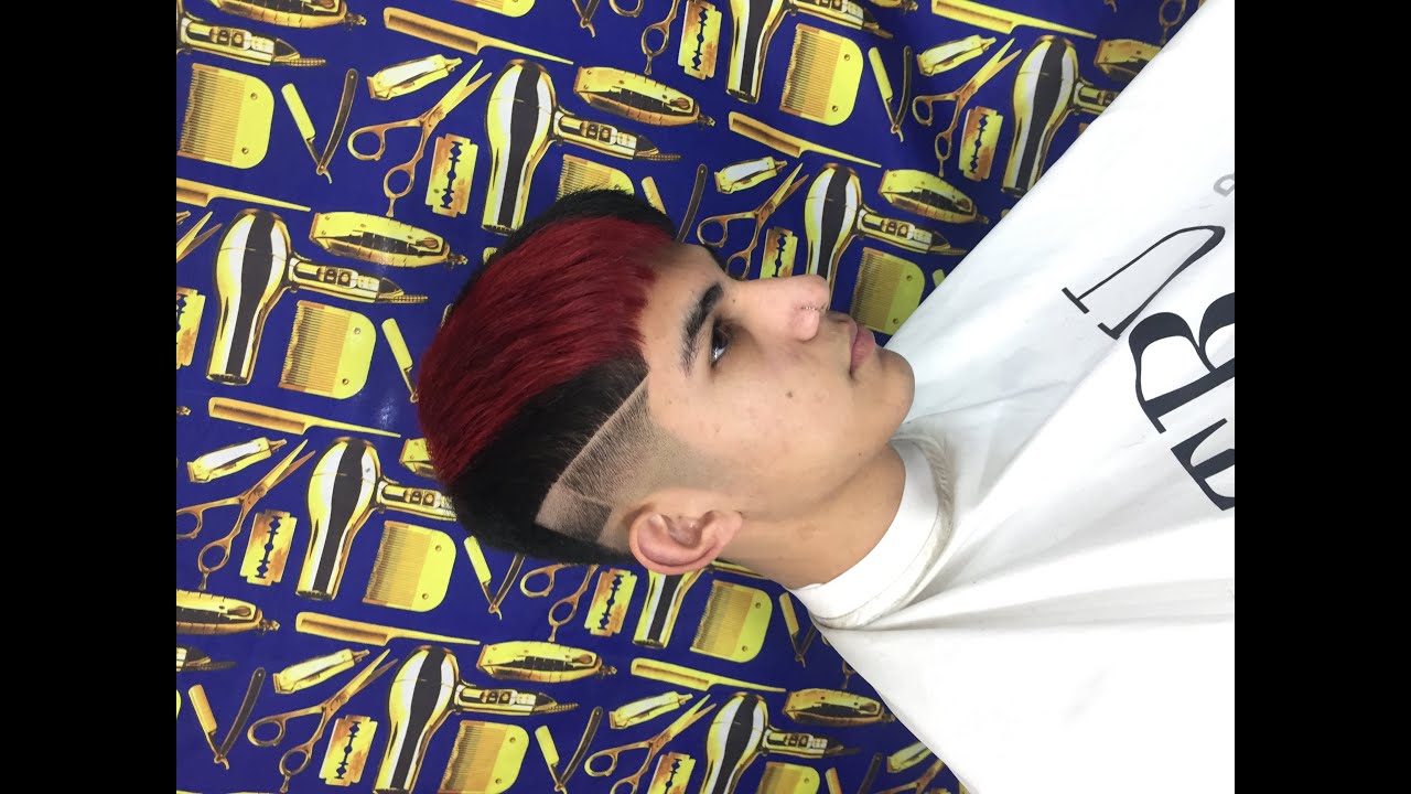 COMO HACER FRANJA TEÑIDA EN HOMBRE / TUTORIAL COLOR ROJO / COLOR FANTASIA FACIL Y RAPIDO /EN ESPAÑOL