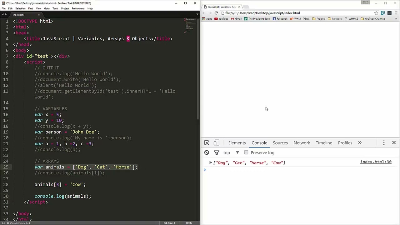 02 Variables, Arrays & Objects   Project using Arrays an