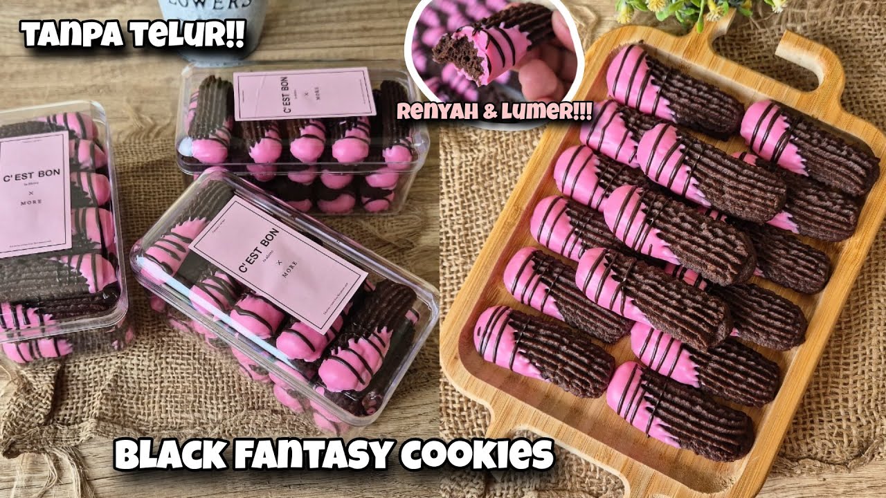 IDE KREASI COOKIES 2025!! BLACK FANTASY COOKIES TANPA TELUR, TEKSTUR RENYAH NGERUL LUMER!!