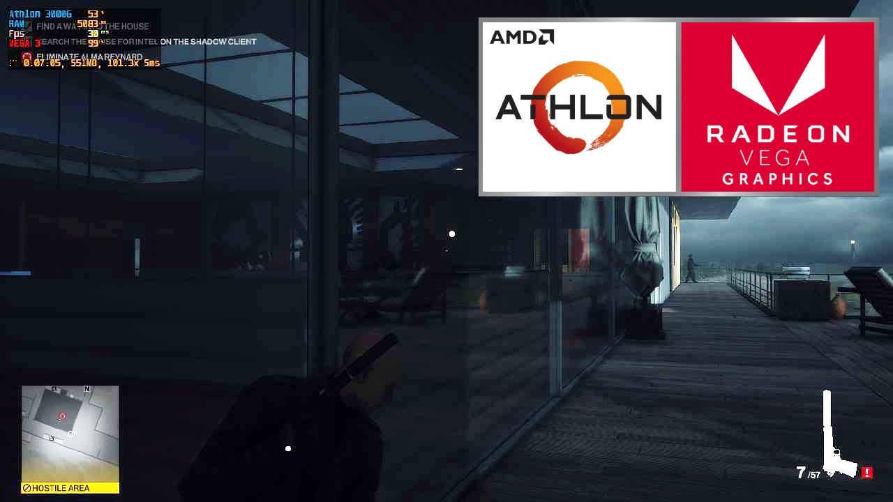 HITMAN 2 - Athlon 3000g + Vega 3