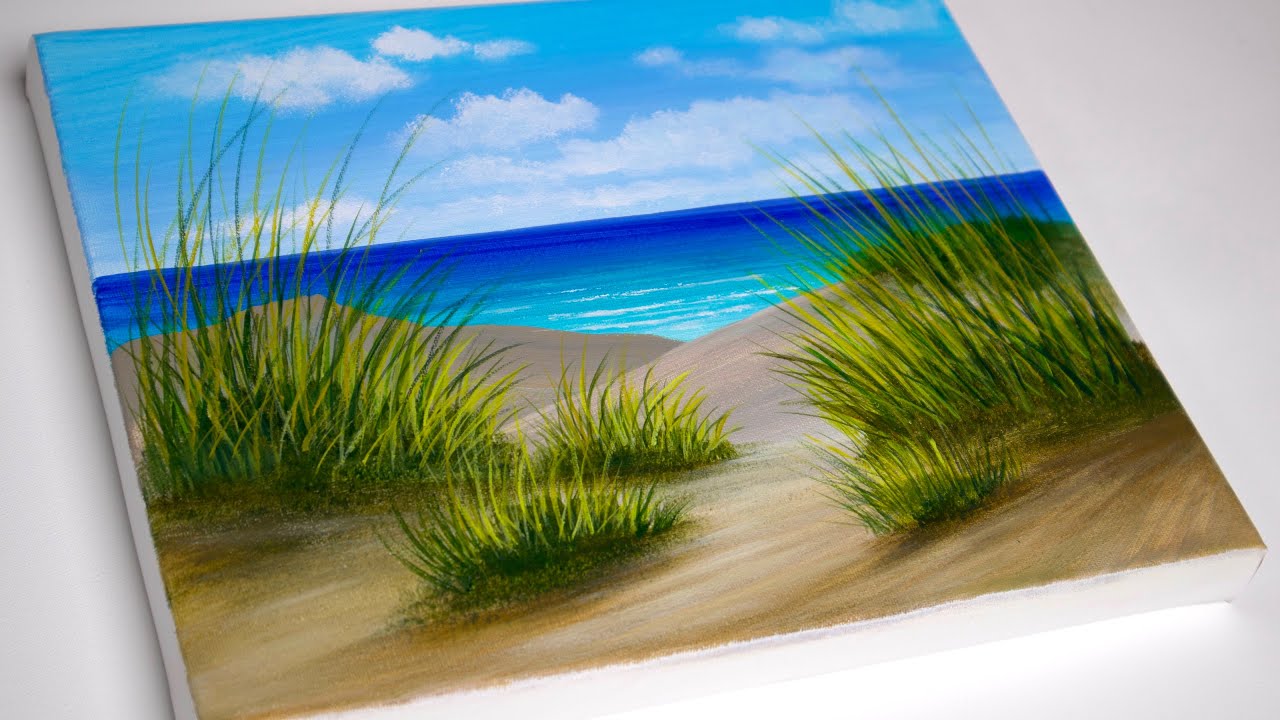 Beach Painting | Beach Sand Dunes Acrylic Painting | Aham Art
