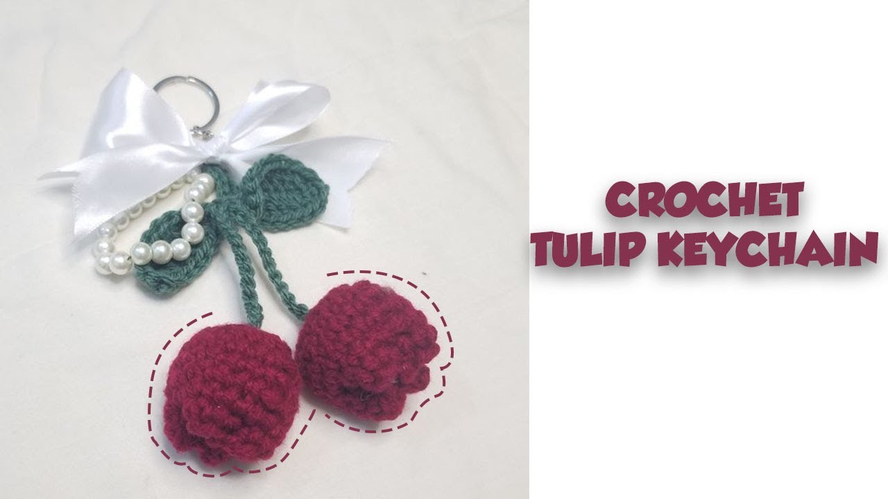 How to crochet tulip keychain | Crochet tulip keychain | Crochet keychain for beginners #crochet