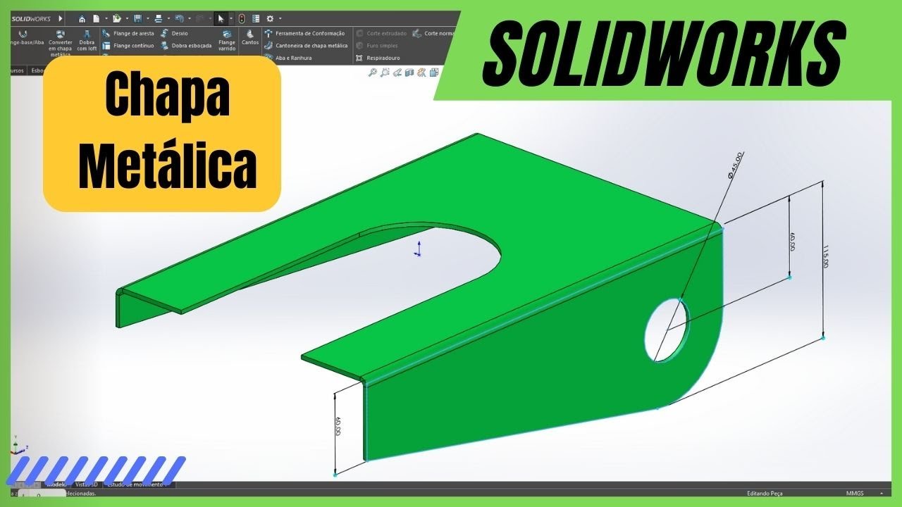 EDITANDO DOBRA DE CHAPA METÁLICA NO SOLIDWORKS - COMANDO FLANGE DE ARESTA