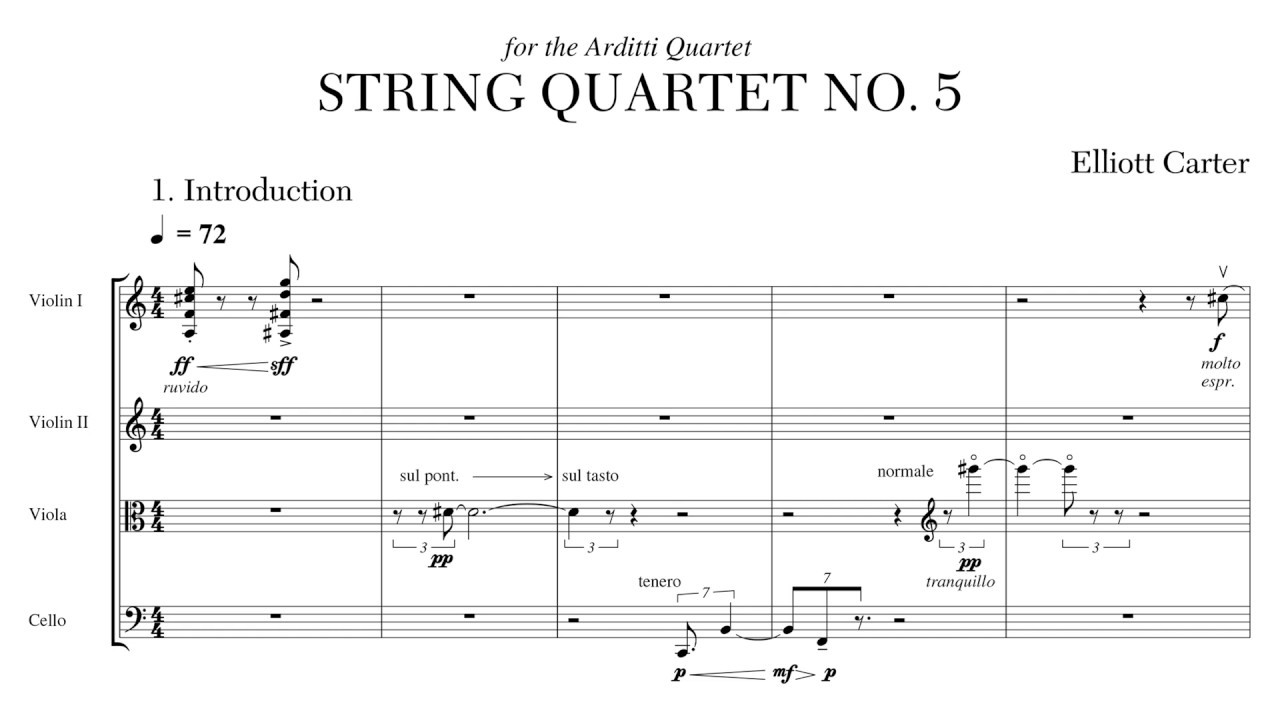 Elliott Carter - String Quartet No. 5 (Official Score Video)