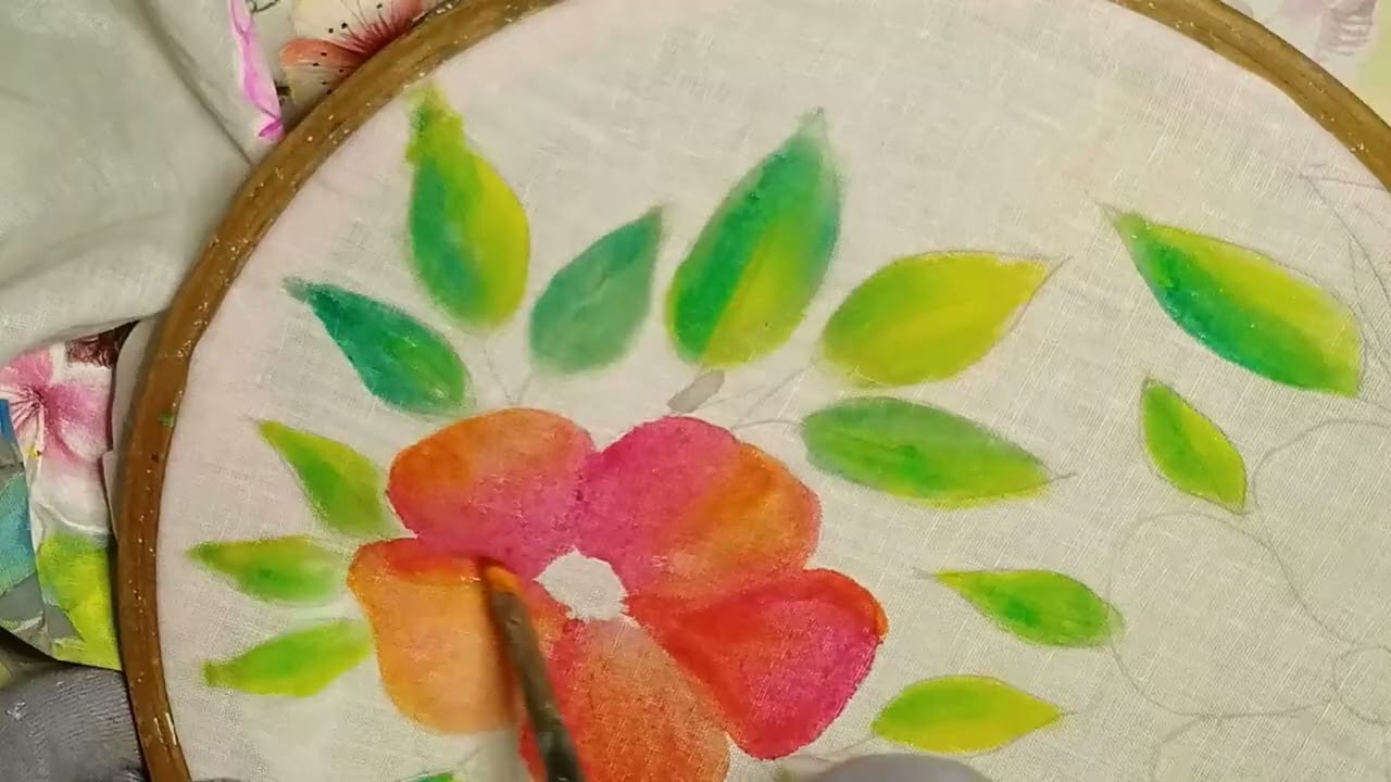 Painting/Acramine dyes fabric painting/water color fabric painting/fabric painting techniques.