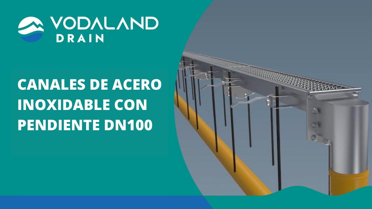 Canales de acero inoxidable con pendiente DN100