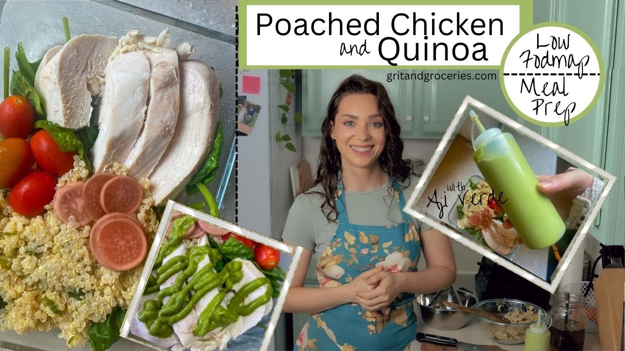 Poached Chicken Breast with Quinoa and Aji Verde | Spicy Peruvian Green Sauce | Low FODMAP Meal Prep