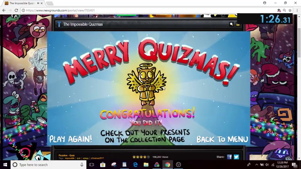 The Impossible Quizmas 100% Speedrun 1:26.27