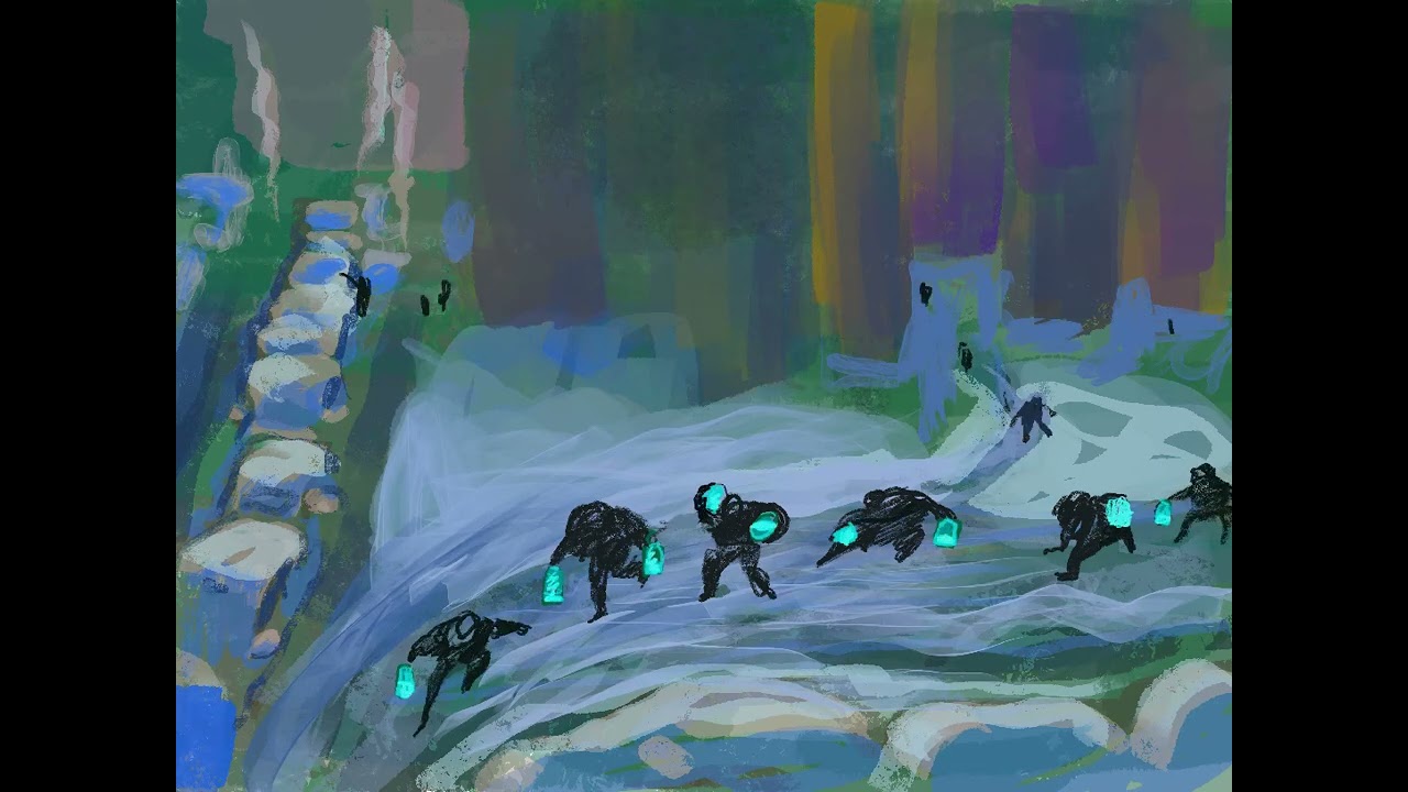Drinking water and crab people. Kyiv January 2026 #painting 