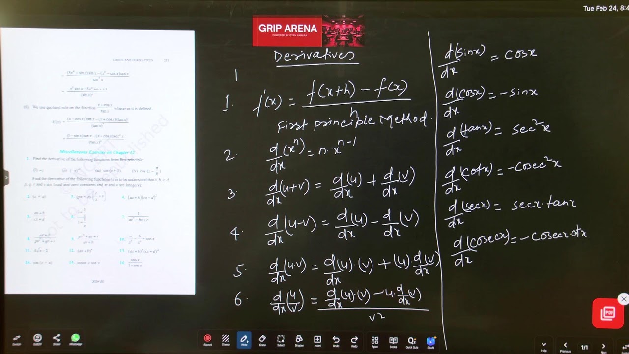 BSEB Class 12 | MATHEMATICS | Derivatives | 12th TOPPERS LEAGUE 2027 | Grip Arena