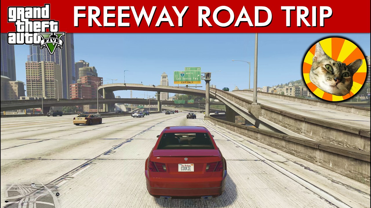 Freeway road trip (with music playing) | Just Driving #248 | GTA V
