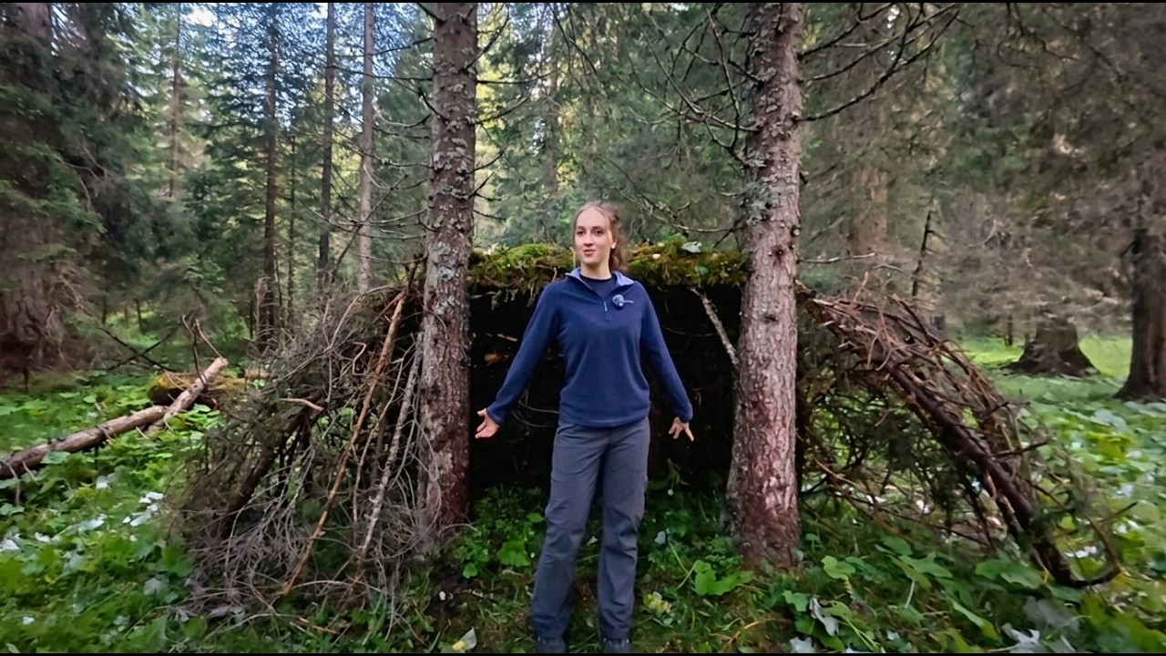 Solo Girl in the Forest | Building My Own Bushcraft Shelter