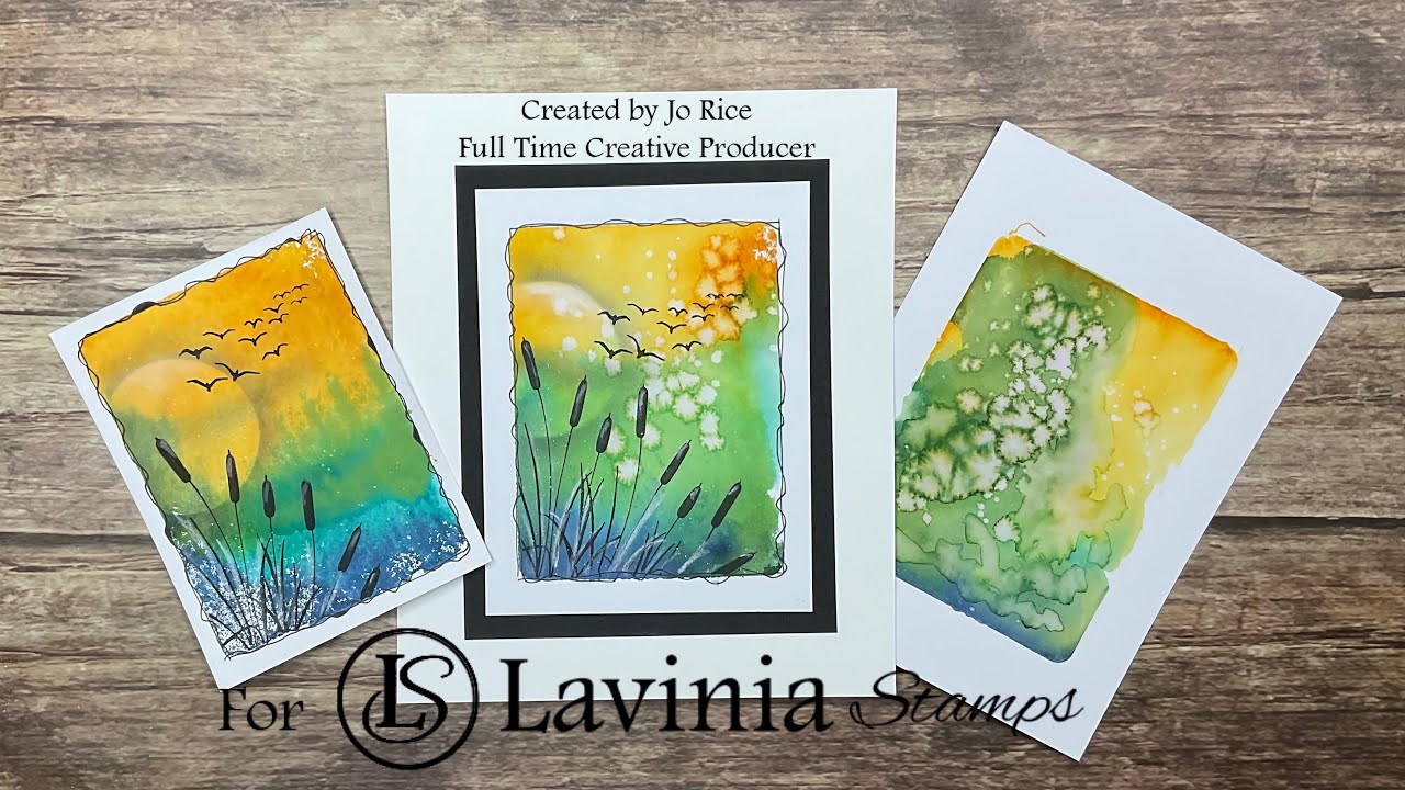Яркие камыши от Джо Райс #laviniastamps #cardmakingvideo #inkybackground