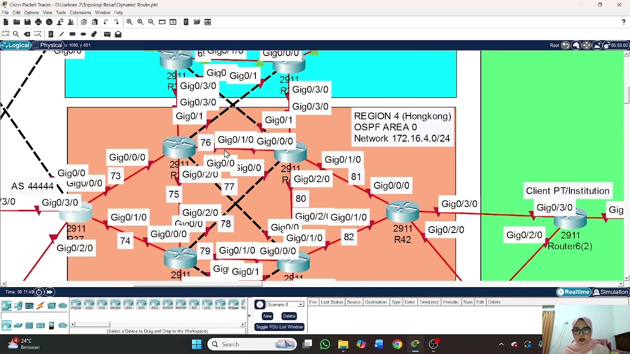 Dynamic Routing | Part 5 - Konfigurasi IP dan OSPF di Region 4 (Hongkong)